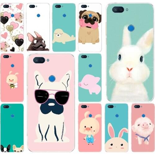 201FG Lovely Cartoon Animal Dog Pig Rabbit Soft Silicone Tpu Cover phone Case for xiaomi redmi mi 8 A1 A2 lite