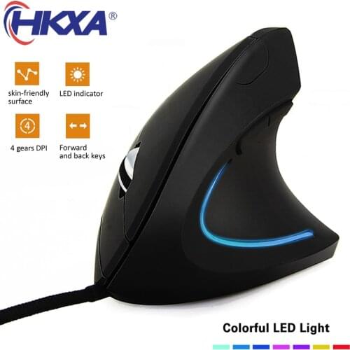Wired Right Hand Vertical RGB Mouse Ergonomic Gaming Mouse 800 1200 1600 3200DPI USB Optical Wrist Healthy Mause for PC Computer