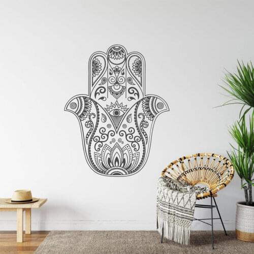 Hand Of Fatima Mandala Wall Sticker Ideas For Boho Decoration Living Room Bedroom Indian Ornament Hand Of Fatima Wall Decal S198
