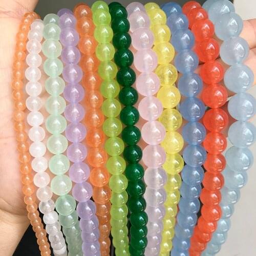 Natural Stone Aventurine Chalcedony Jades Beads Round Loose Spacer Beads For Jewelry Making DIY Ear Bracelet Necklace 15" 4-12mm