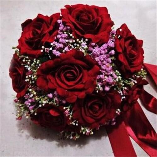 Small Bride Bouquets Bridesmaid Wedding Bouquet Silk Roses Artificial Flowers Corsage Mariage Accessories Home Decoration
