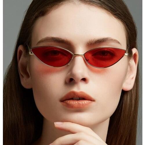 2021 New Cat Eye Sunglasses Metal Small Frame Trend Ocean Lens Glasses Street Shooting Wild Personality Women Eyewear XY-12