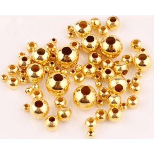 Wholesale 4mm 5mm Gold Silver Plated Smooth Ball Spacer Beads Iron Metal Beads for Jewelry Making DIY Findings Accessory PJ-08