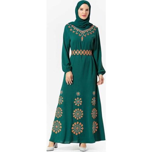 Elegant Embroidery Abaya Maxi Dress Hijab Muslim Long Robe Gowns Vestidos Kimono Middle East Eid Ramadan Arab Islamic Prayer