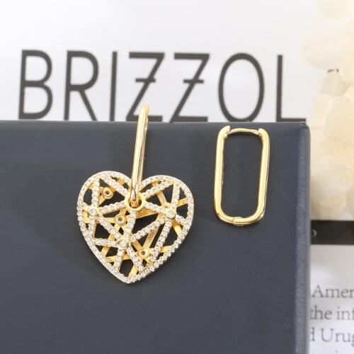 Hollow Asymmetric Love Geometric Earring Vintage Gold Color Ins Style Heart Ear Earrings Valentines Day Gift Zk30