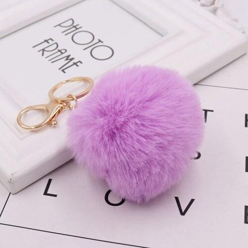 Rabbit Fur Ball Pompom For Car Keychain Bag Key Chains Jewelry Women Car Bag Key Ring Keychain