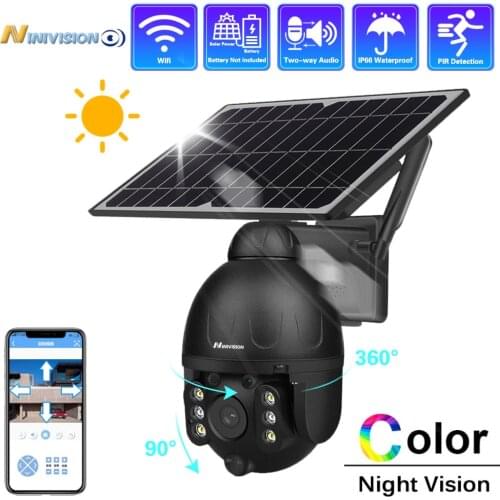 PTZ Wifi Version 1080P HD Solar Panel Outdoor Surveillance Waterproof CCTV Camera Smart Home Two-way Voice Intrusion Alarm 2mp