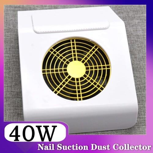 White Nail Dust Collector 40W Fan Vacuum Cleaner for Nail Dust Manicure With 2 Dust Collecting Bag Salon Tools