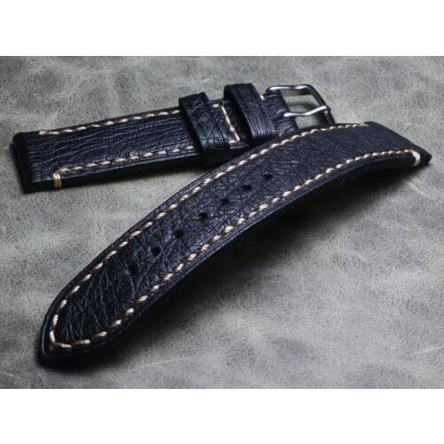 Top Quality Soft Ostrich Leather Watch Bands 20mm Vintage Black Genuine Leahter Watch Strap With Buckle Clasp For Rolex Omega