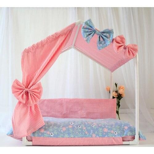 Luxury Dog Pet Princess Tent Bed House Ventilated Washable Cute Puppy Cat Nest Indoor Kennel Mat Cushion for Small Medium Pet