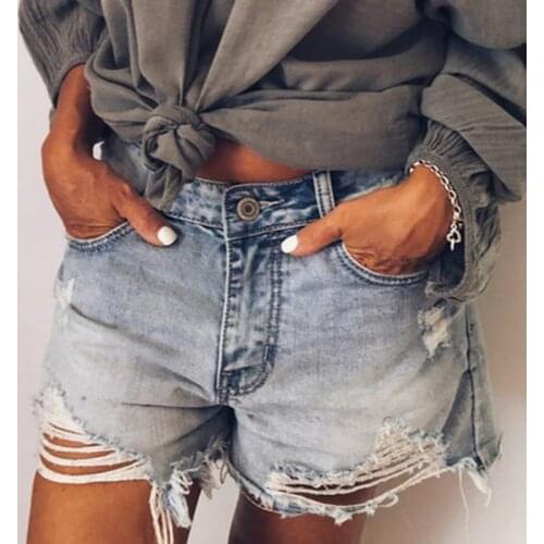 High waist denim shorts 2021 summer oversize womens fashion tassel 5-point jeans washed retro loose straight pants womens sexy