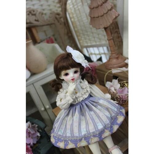 BJD Doll dress for 1-4 1-6 size stylish dress with purple headband doll accessories
