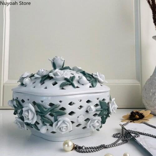 European Jewelry Box Color Flower Storage Box Hollow Aromatherapy Jar Decoration Furnishing Storage Jar Home Decoration Modern