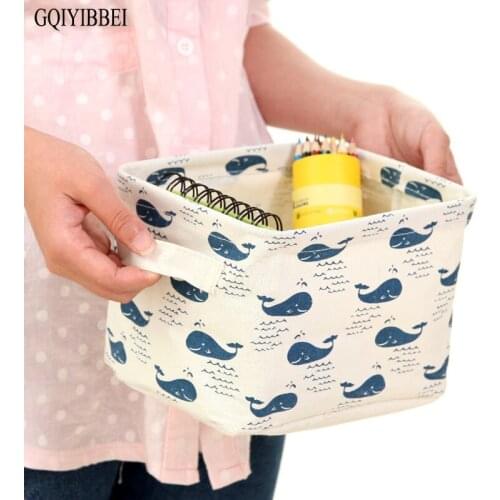 GQIYIBBEI Collapsible Waterproof Cartoon Pattern Desktop Storage Box For Makeup Organizers Holders Portable Sundries Baskets