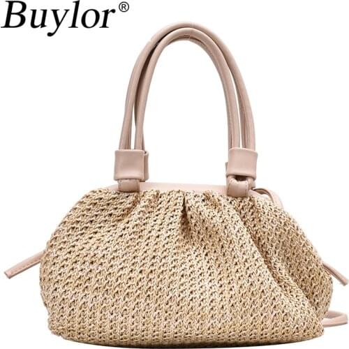 Straw Bag Women Summer Rattan Woven Cloud Beach Bags for Women 2021 New Shoulder Bags Ladies Luxury Brand Handbags Female Bag