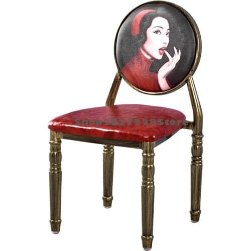 European Style Manicure Chair Iron Art Chair Retro Net Red Makeup Chair Back Dining Chair Coffee Shop Milk Tea Shop Hotel Stool