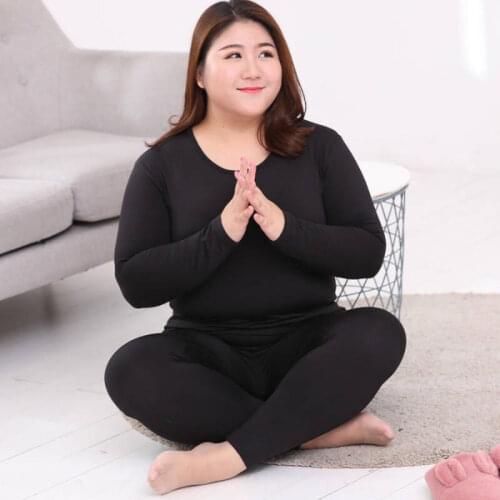 Thermal Underwear Suit Women Plus Size Clothing Autumn Women Long Johns Solid Warm Winter Girls Underwear 3XL 4XL 5XL 90KG Wear