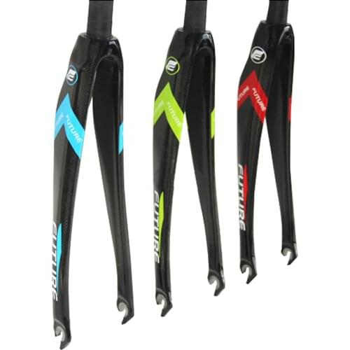 Bicycle full Carbon Fork Road Bike 3K Full Carbon Fibre front forks Bicycle Parts for C brake red blue green glossy