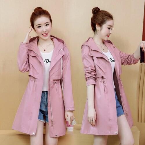 High-quality windbreaker female long section new slim slimming casual loose fashion spring and autumn coat womens coat