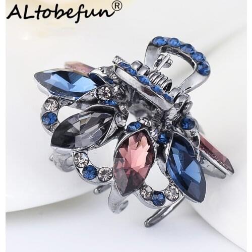 ALTOBEFUN Women Girls Ladies Rhinestone Crystal Hair Claws ButterflyHair Accessories Hollow Out Hair Clip Ornament AE015