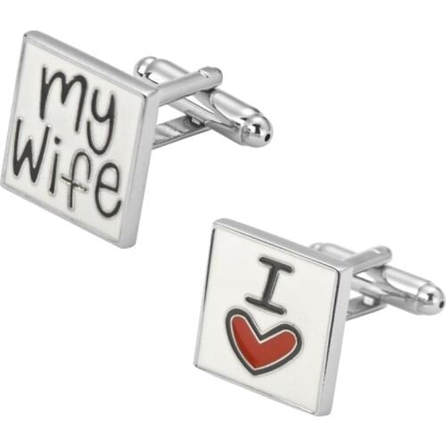 Mens shirts Cufflinks high-quality copper material I love my wife Cufflinks 5 pairs of packaging for sale