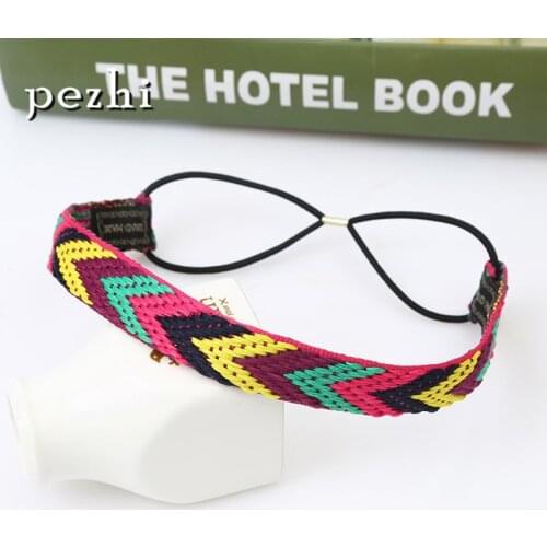 2019 new bohemian Vintage celebrity style with sweet wild headband ethnic hair accessories triangle color hair band hand-woven