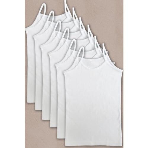 Female Child White Combed Cotton Hanging Rope Undershirt 6 Pcs Comfortable Healthy Cotton Flexible Daily