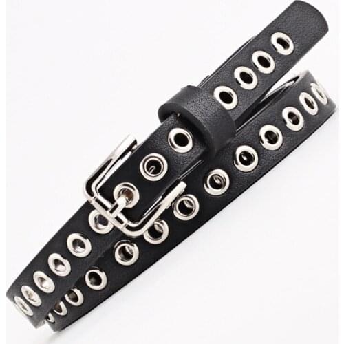 A Leather Belt Rivet Summer Lady Trend All-match Fine Waist Decoration Women Belt