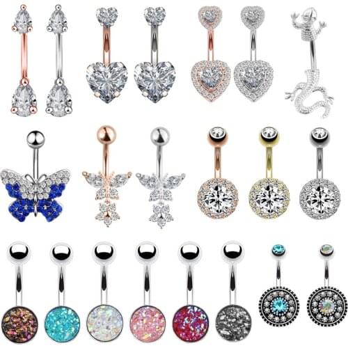 Mix-Styles 1pc Belly Piercing Resin Belly Button Rings Ombligo Sexy Stainless Steel Navel Rings Body Piercings Jewelry For Women
