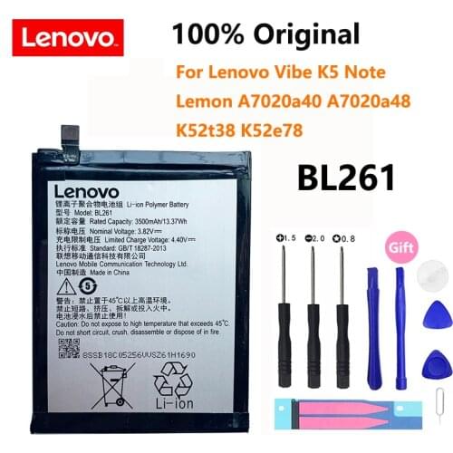100% Original 3500mAh BL261 Battery For Lenovo Vibe K5 Note Lemon A7020a40 A7020a48 K52t38 K52e78 Mobile Phone Batteries Bateria