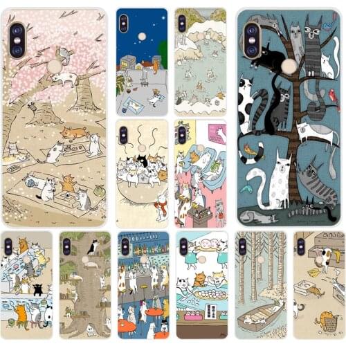 166H Cat Drink Soft Silicone Tpu Cover phone Case for xiaomi redmi 6 pro 5 plus note 6 pro 4 4x mi 8