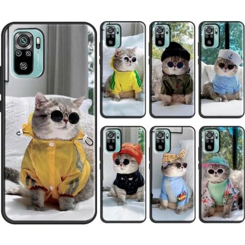 Cute cat with glasses For Xiaomi Redmi Note 9 7 8 10 Pro Note 9S 8T Cover For Redmi 9C 9 9T 6A 7A 8A 9A Case