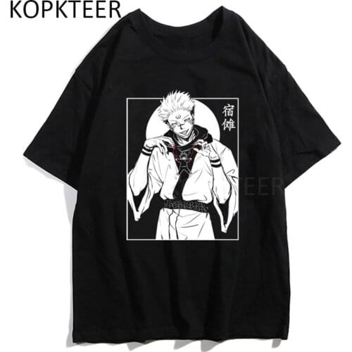 Funny Anime Jujutsu Kaisen Tshirt Men Short Sleeve Sukuna Japanese Anime Manga Cartoon Harajuku Streetwear T-shirts Tops Cotton