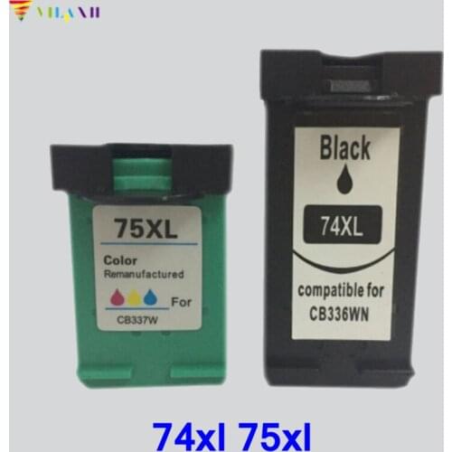 2pc Vilaxh compatible Ink Cartridge replacement for hp 74xl 75xl Photosmart C4200 C4280 C4380 C4480 C4580 Officejet J5780 J6480
