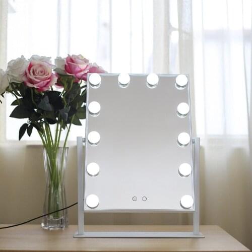 Beauty Mirror LED Bulb Mirror Portable Princess Mirror Beauty Mirror Vanity Light 3 Color Makeup Mirror Adjustable Touch Screen