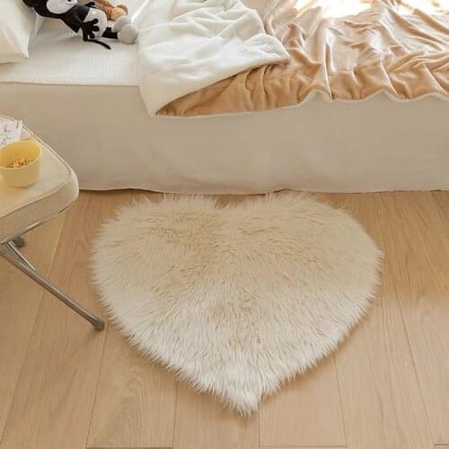 Girl Heart Fluffy Floor Mat Bedroom Nordic Style Pink And Tender Love Rabbit-proof Room Mat Cute Bedside Blanket Rugs Vloerkleed