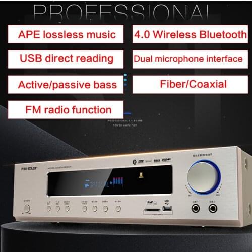 KYYSLB 900W 5.1High Power Amplifier Home Theater HiFi APE Lossless Bluetooth Fiber Coaxial Audiophile K Song Subwoofer Amplifier