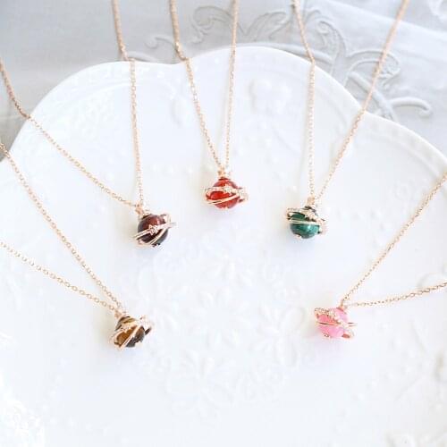 LAMOON Constellation Guardian Stone 925 Silver Necklace For Women Natural Gemstone 18K Champagne Gold Plated Fine Jewerly NI150
