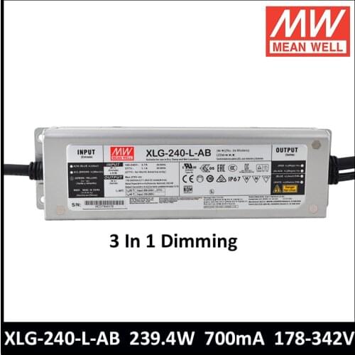 MEAN WELL XLG-240-L-AB Waterproof Single Output Switching power Supply 240W 178-342V 700mA Meanwell LED Driver
