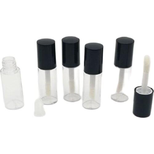 Mini 3ML Lip Gloss Tubes With Wand Round Black Clear Empty Lipgloss Containers Tubes Refillable Lip Gloss Packaging 30pcs 50pcs