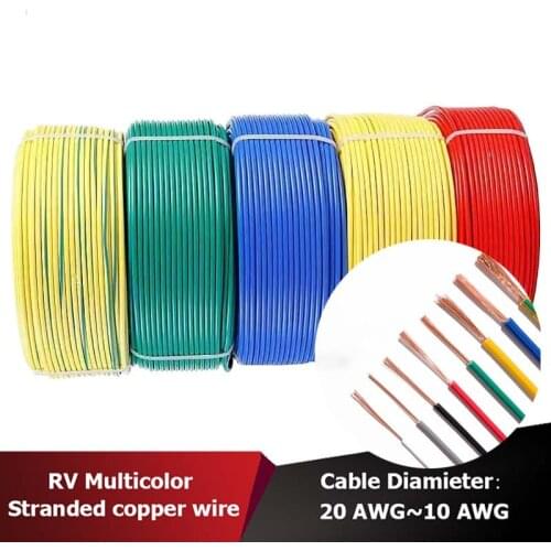 RV Multi Stranded Copper Cable Electric Wire Annealed Copper 20AWG PVC Flexible wires Speaker cables Power Cord Led Lights DIY