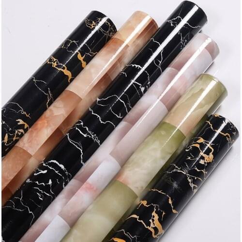 Marble Vinyl Wallpaper Roll Furniture Decorative Self adhesive Film Waterproof Wall Stickers for Kitchen Backsplash Home Decor