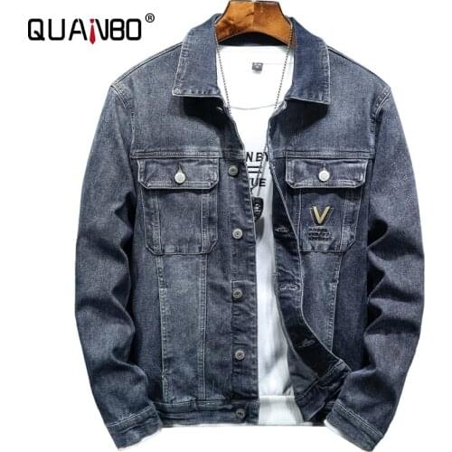 Top Quality Mens Distressed Denim Jacket 2021 New Autumn Spring Men Turn-down Collar Letter Print Jean Jackets Plus size 4XL