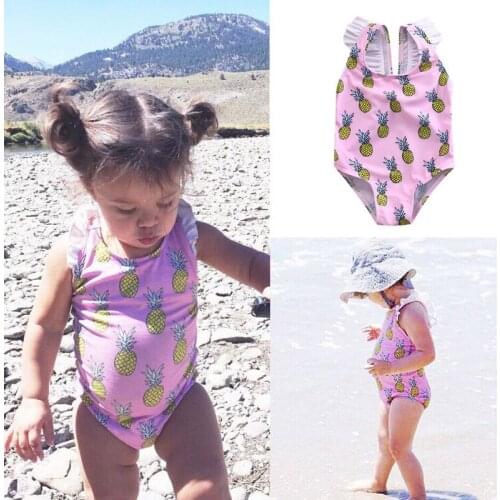 Toddler Baby Girls Kids summer Set pineapple sleeveless o-neck backless pink bodysuit 0-4Y