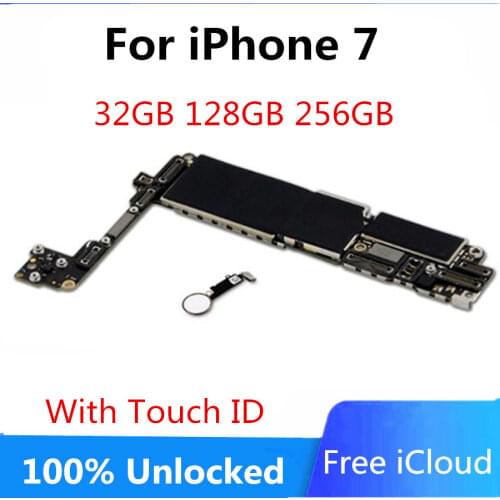 Original Unlocked Clean iCloud For iPhone 7 Motherboard 32GB 128GB 256GB Support IOS Update Full Chips Full Working Logicboard