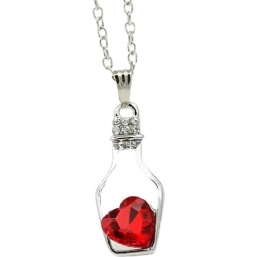 Necklace Scratch-resistant Minimalistic Alloy Heart-shaped Faux Crystal Bottle Choker Pendant Chain Women Gift Necklaces