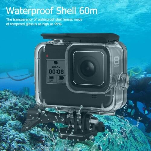 60m Underwater Waterproof Cover Protective Case No Rust Shell Cover for Hero 8 Black with Good Oxidation and Heat Resistance