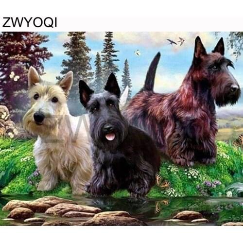 Full Square Diamond embroidery Dog animal Full Round Diamond mosaic Dog animal 5D DIY Diamond painting Cross stitch Dog animal