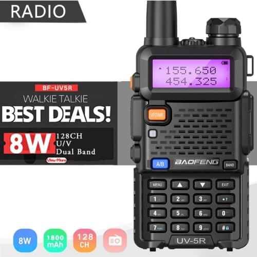 BaoFeng UV-5R 8W Walkie Talkie Radio Station Comunicador UV5R Ham Transceiver Dual-Band Intercom Handheld FM Transceiver