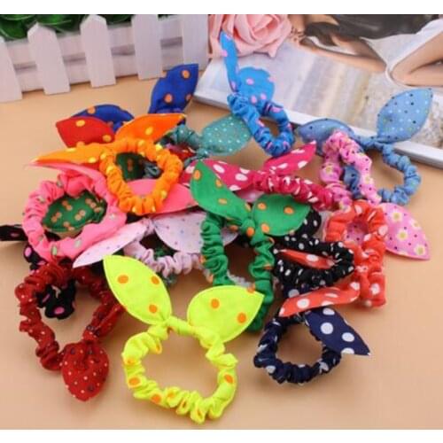 5Pcs/Pack Korean Headdress Hair Accessories Cute Bunny Ears Hair Ring Wave Point Rabbit Ears Hair Band Headwear